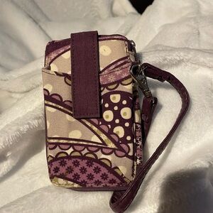 Vera Bradley Purple and Cream Wristlet